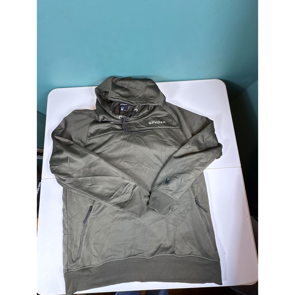 Spyder Active Pullover‎ Hoodie Mens XL Olive Green Long Sleeve Quarter Zip